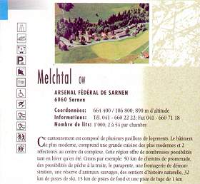 Extrait du prospectus: le camp de troupe de Melchtal, qui sera ferm en 2003