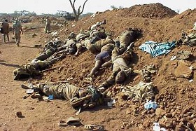 Pertes au combat: restes de soldats thiopiens aprs les offensives de Tsorona avec l'Erythre, 1999