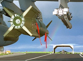 Bombe guide au laser sous l'aile d'un Harrier GR7
